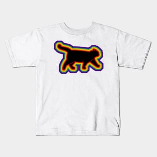 LGBTQ+ rainbow a walking cat silhouette Kids T-Shirt